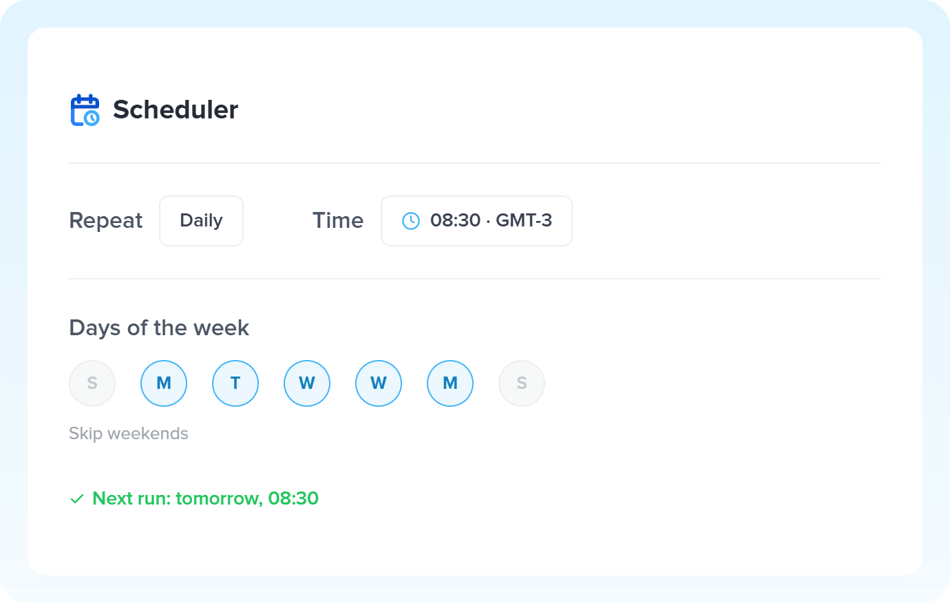 Illustration of Agendador being used in a Pluga automation