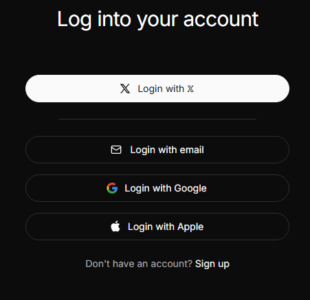 Tela de login do portal da xAI